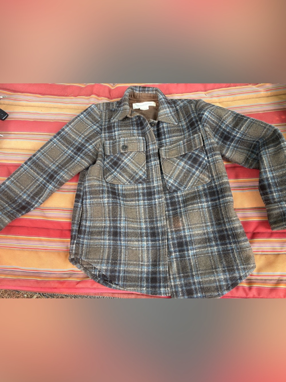Treasure & Bond Brown and Blue Plaid Shacket